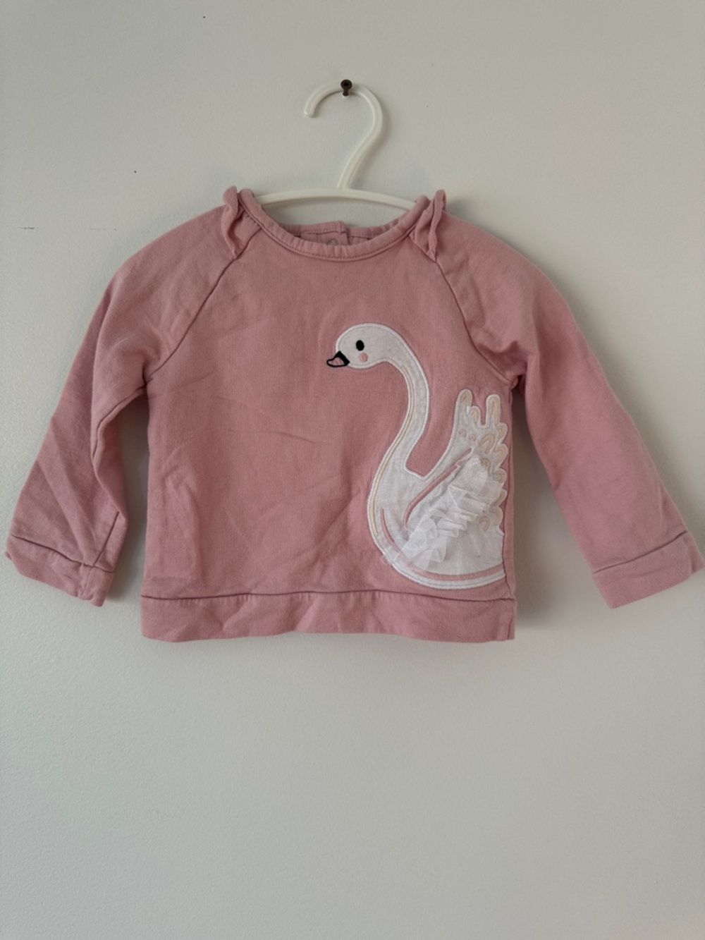 Little Girls' Pink Swan Appliqué Sweatshirt